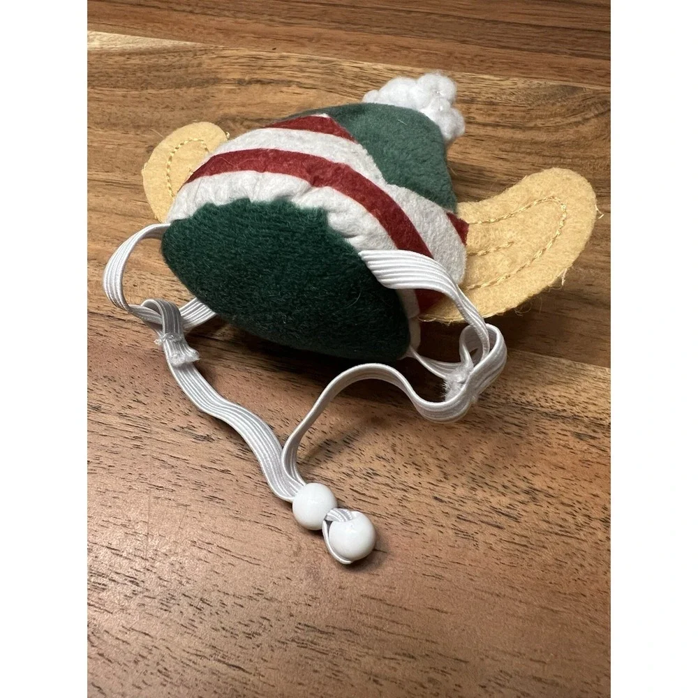 Green Christmas Elf Pet Costume Set Hat Collar Shoes Small Dog Cat Holiday